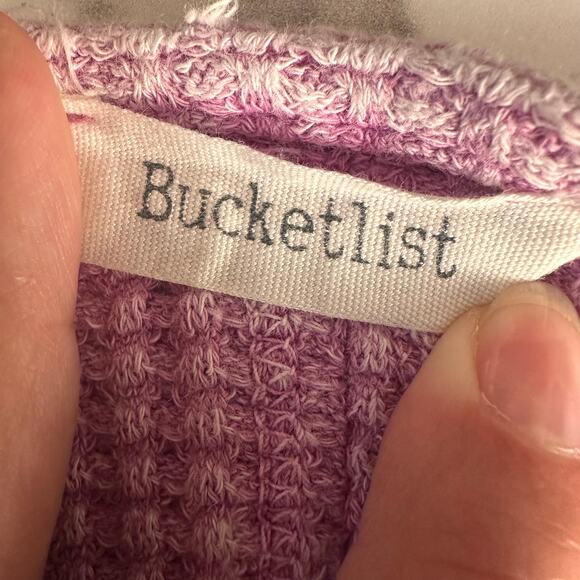 Vintage Bucketlist Waffle Knit Cropped Sweater Top Pink Size Medium Coquette - Picture 3 of 5